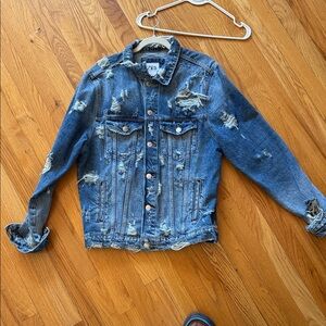 Zara Distressed Blue Denim Jacket